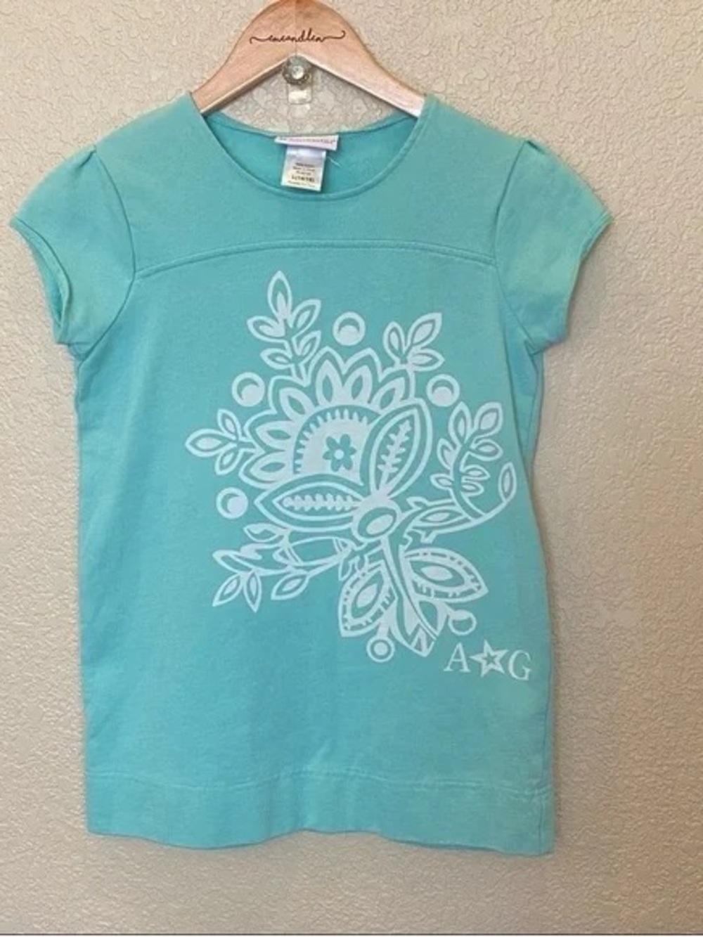 Aqua Floral Graphic Short Sleeve Tee -